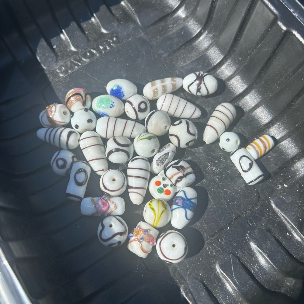 White Glass Lamp work Beads